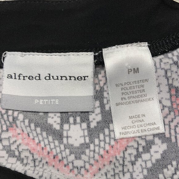 Alfred Dunner Womens Petite Aztec Design Blouse Black/Pink/White Size PM - Picture 2 of 6